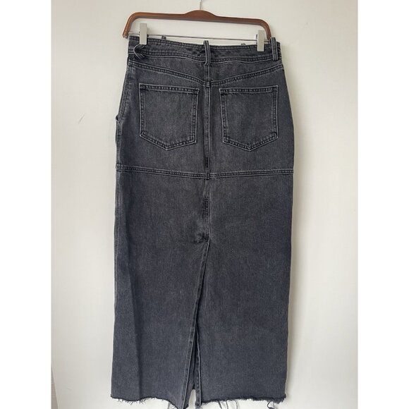 A.L.C. Hunter Black Denim Wash Maxi Skirt Raw Hem Cotton Size 4 Cotton Long - Picture 6 of 6